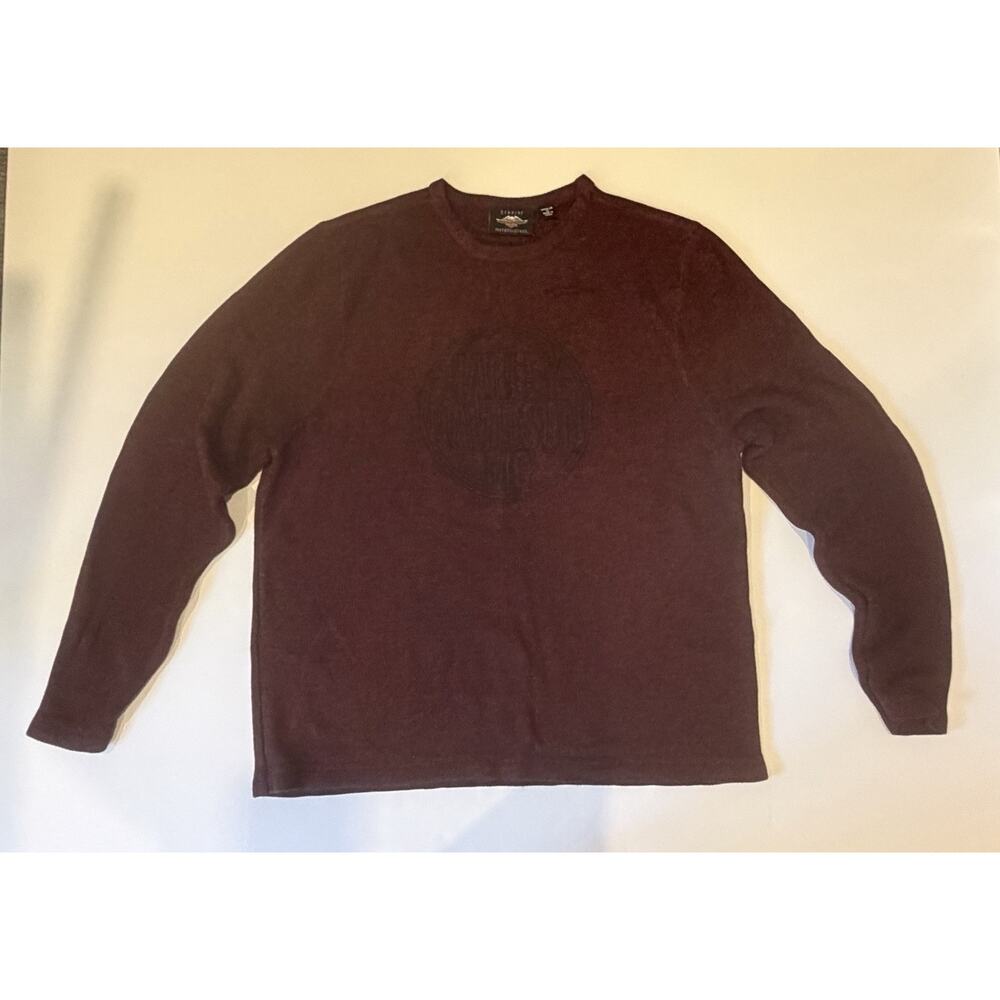 Harley-Davidson Men’s XL Burgundy Knit Sweater Cotton Blend Logo